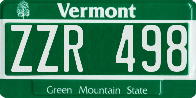 VT license plate ZZR498