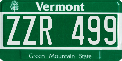 VT license plate ZZR499