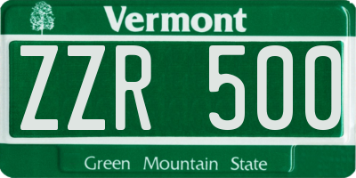 VT license plate ZZR500