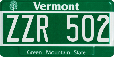 VT license plate ZZR502