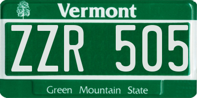 VT license plate ZZR505