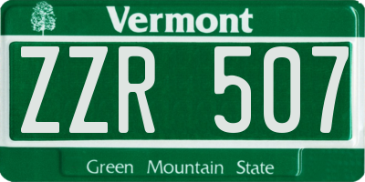 VT license plate ZZR507