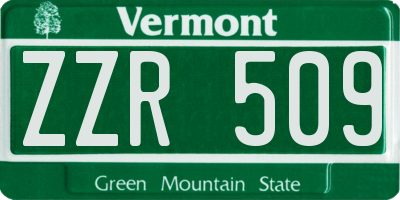 VT license plate ZZR509