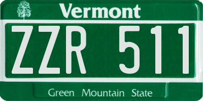 VT license plate ZZR511