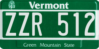 VT license plate ZZR512
