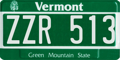 VT license plate ZZR513