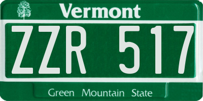 VT license plate ZZR517
