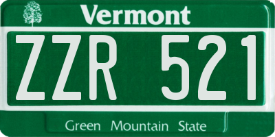 VT license plate ZZR521
