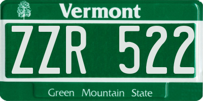 VT license plate ZZR522