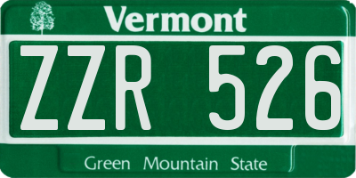 VT license plate ZZR526