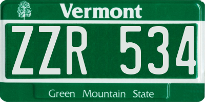 VT license plate ZZR534