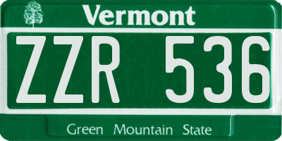 VT license plate ZZR536