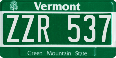 VT license plate ZZR537