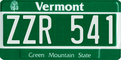 VT license plate ZZR541