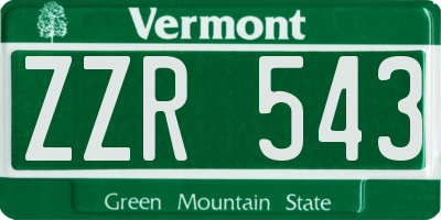 VT license plate ZZR543