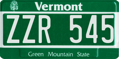 VT license plate ZZR545