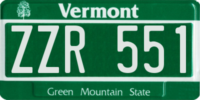 VT license plate ZZR551
