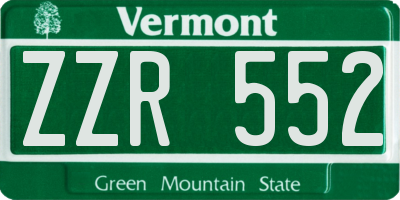 VT license plate ZZR552