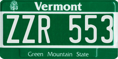 VT license plate ZZR553