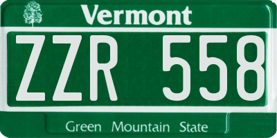 VT license plate ZZR558