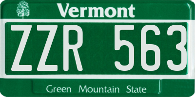 VT license plate ZZR563