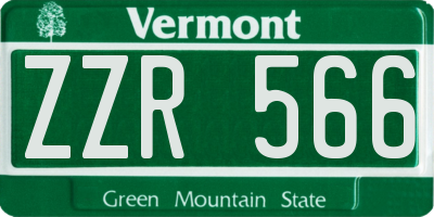 VT license plate ZZR566