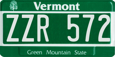 VT license plate ZZR572