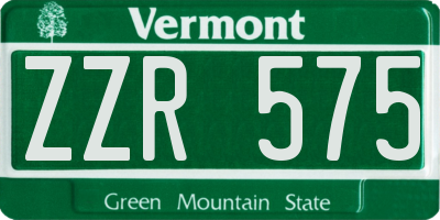 VT license plate ZZR575