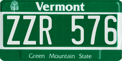 VT license plate ZZR576