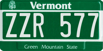 VT license plate ZZR577