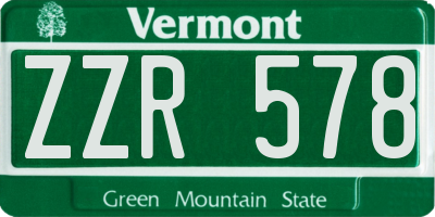VT license plate ZZR578