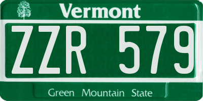 VT license plate ZZR579