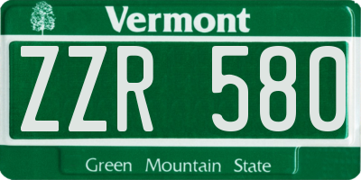 VT license plate ZZR580