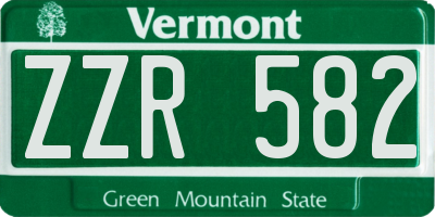 VT license plate ZZR582