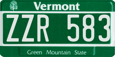 VT license plate ZZR583