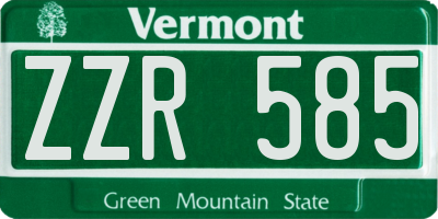 VT license plate ZZR585