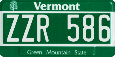 VT license plate ZZR586