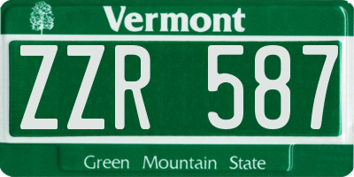 VT license plate ZZR587