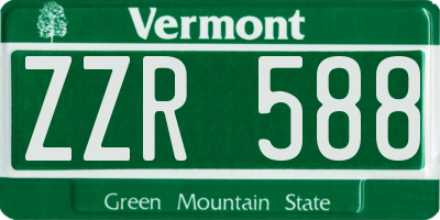 VT license plate ZZR588