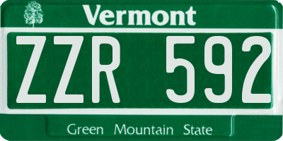 VT license plate ZZR592