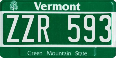 VT license plate ZZR593