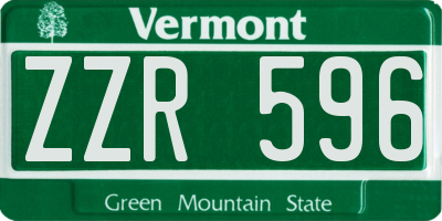 VT license plate ZZR596