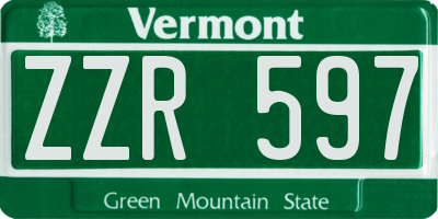 VT license plate ZZR597