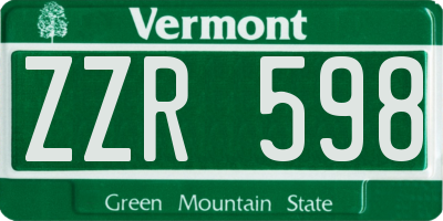 VT license plate ZZR598
