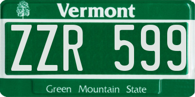 VT license plate ZZR599