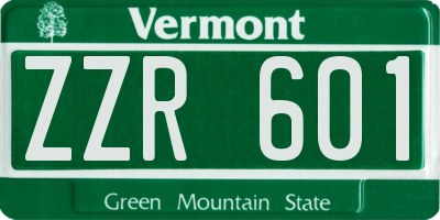 VT license plate ZZR601