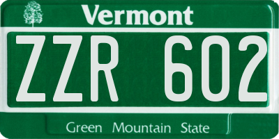 VT license plate ZZR602