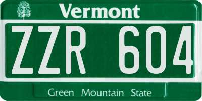 VT license plate ZZR604