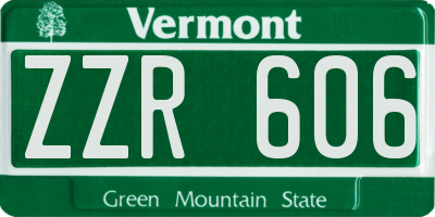 VT license plate ZZR606