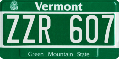 VT license plate ZZR607